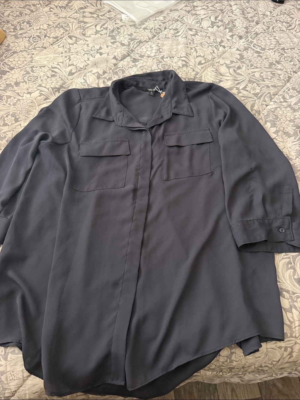 Vera Wang Deep Navy Collar Blouse